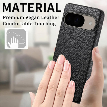 For Google Pixel 9 Pro  /  Pixel 9 Back Case Litchi Texture PU Leather PC Hard Cover