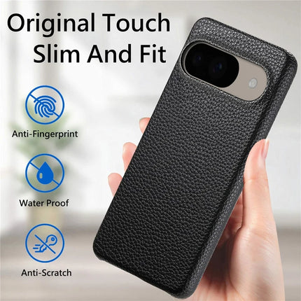 For Google Pixel 9 Pro  /  Pixel 9 Back Case Litchi Texture PU Leather PC Hard Cover