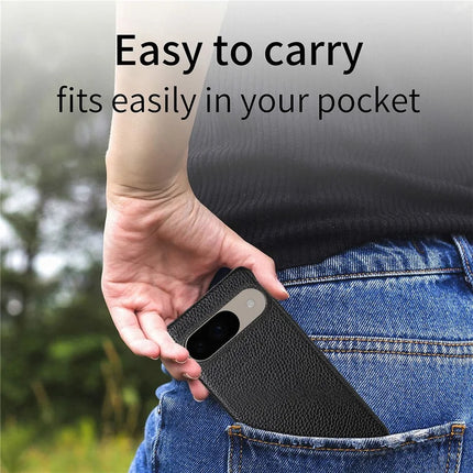 For Google Pixel 9 Pro  /  Pixel 9 Back Case Litchi Texture PU Leather PC Hard Cover