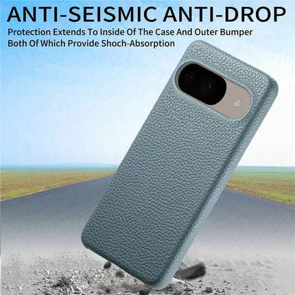 For Google Pixel 9 Pro  /  Pixel 9 Back Case Litchi Texture PU Leather PC Hard Cover