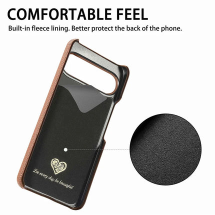 For Google Pixel 9 Pro  /  Pixel 9 Back Case Litchi Texture PU Leather PC Hard Cover