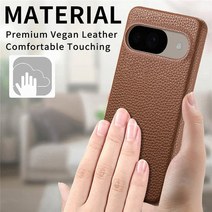 For Google Pixel 9 Pro  /  Pixel 9 Back Case Litchi Texture PU Leather PC Hard Cover
