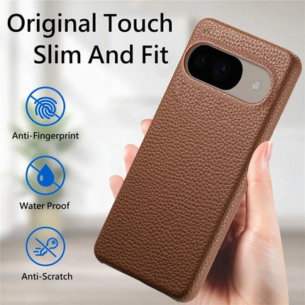 For Google Pixel 9 Pro  /  Pixel 9 Back Case Litchi Texture PU Leather PC Hard Cover
