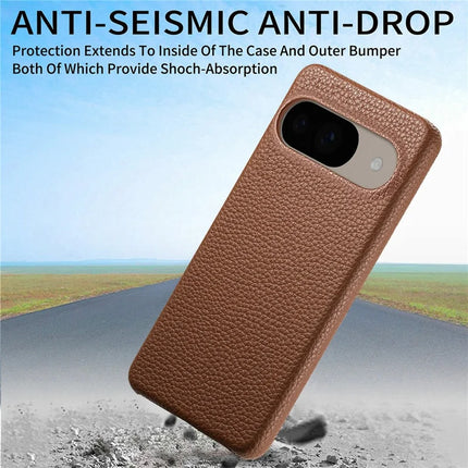 For Google Pixel 9 Pro  /  Pixel 9 Back Case Litchi Texture PU Leather PC Hard Cover