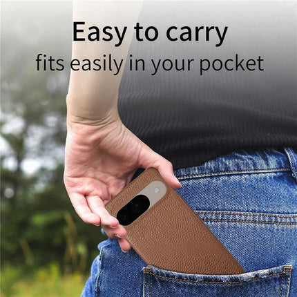 For Google Pixel 9 Pro  /  Pixel 9 Back Case Litchi Texture PU Leather PC Hard Cover