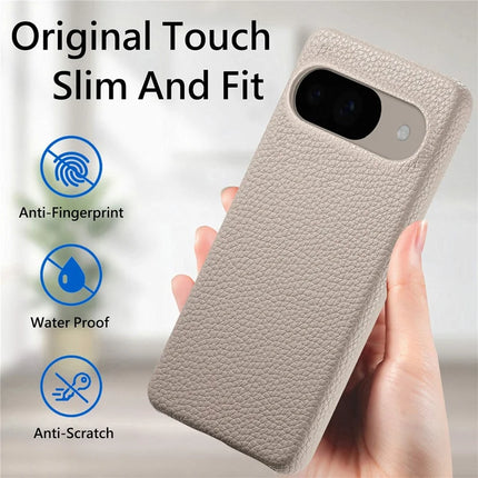 For Google Pixel 9 Pro  /  Pixel 9 Back Case Litchi Texture PU Leather PC Hard Cover