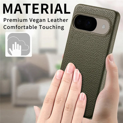 For Google Pixel 9 Pro  /  Pixel 9 Back Case Litchi Texture PU Leather PC Hard Cover