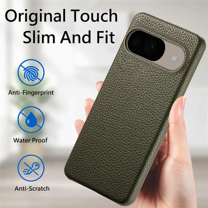 For Google Pixel 9 Pro  /  Pixel 9 Back Case Litchi Texture PU Leather PC Hard Cover