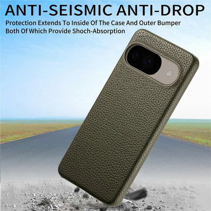 For Google Pixel 9 Pro  /  Pixel 9 Back Case Litchi Texture PU Leather PC Hard Cover