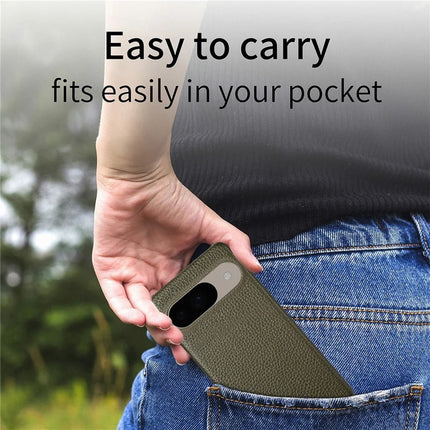For Google Pixel 9 Pro  /  Pixel 9 Back Case Litchi Texture PU Leather PC Hard Cover