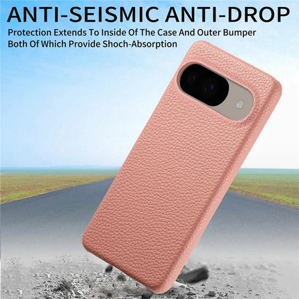 For Google Pixel 9 Pro  /  Pixel 9 Back Case Litchi Texture PU Leather PC Hard Cover