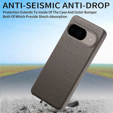 For Google Pixel 9 Pro  /  Pixel 9 Back Case Litchi Texture PU Leather PC Hard Cover