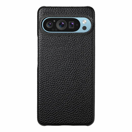 For Google Pixel 9 Pro XL Back Case Litchi Texture PU Leather PC Hard Cover
