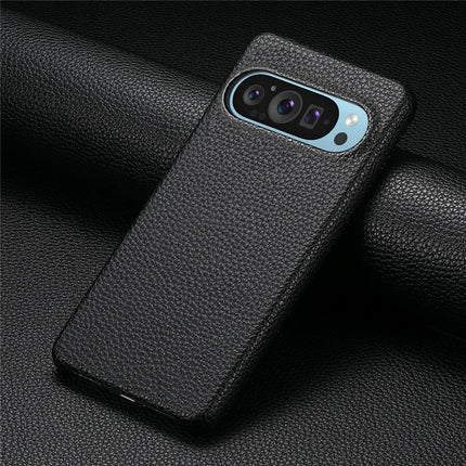 For Google Pixel 9 Pro XL Back Case Litchi Texture PU Leather PC Hard Cover