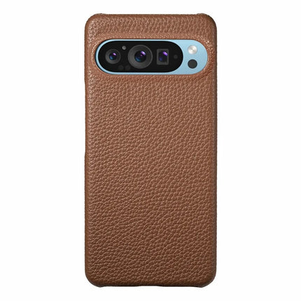 For Google Pixel 9 Pro XL Back Case Litchi Texture PU Leather PC Hard Cover