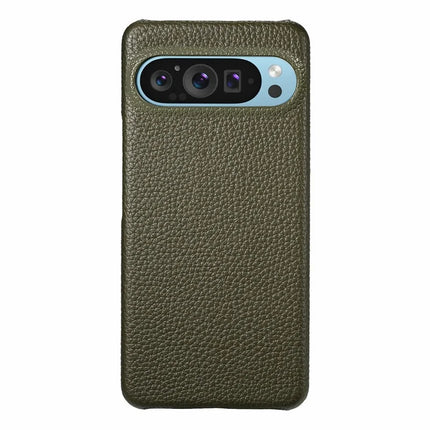 For Google Pixel 9 Pro XL Back Case Litchi Texture PU Leather PC Hard Cover