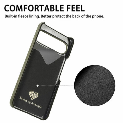 For Google Pixel 9 Pro XL Back Case Litchi Texture PU Leather PC Hard Cover