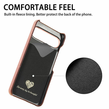 For Google Pixel 9 Pro XL Back Case Litchi Texture PU Leather PC Hard Cover