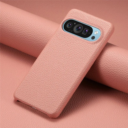 For Google Pixel 9 Pro XL Back Case Litchi Texture PU Leather PC Hard Cover
