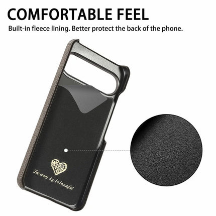 For Google Pixel 9 Pro XL Back Case Litchi Texture PU Leather PC Hard Cover
