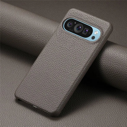 For Google Pixel 9 Pro XL Back Case Litchi Texture PU Leather PC Hard Cover