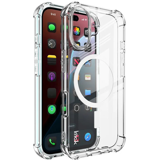 IMAK For iPhone 16 Clear Case Compatible with MagSafe Shockproof PC+TPU Phone Cover