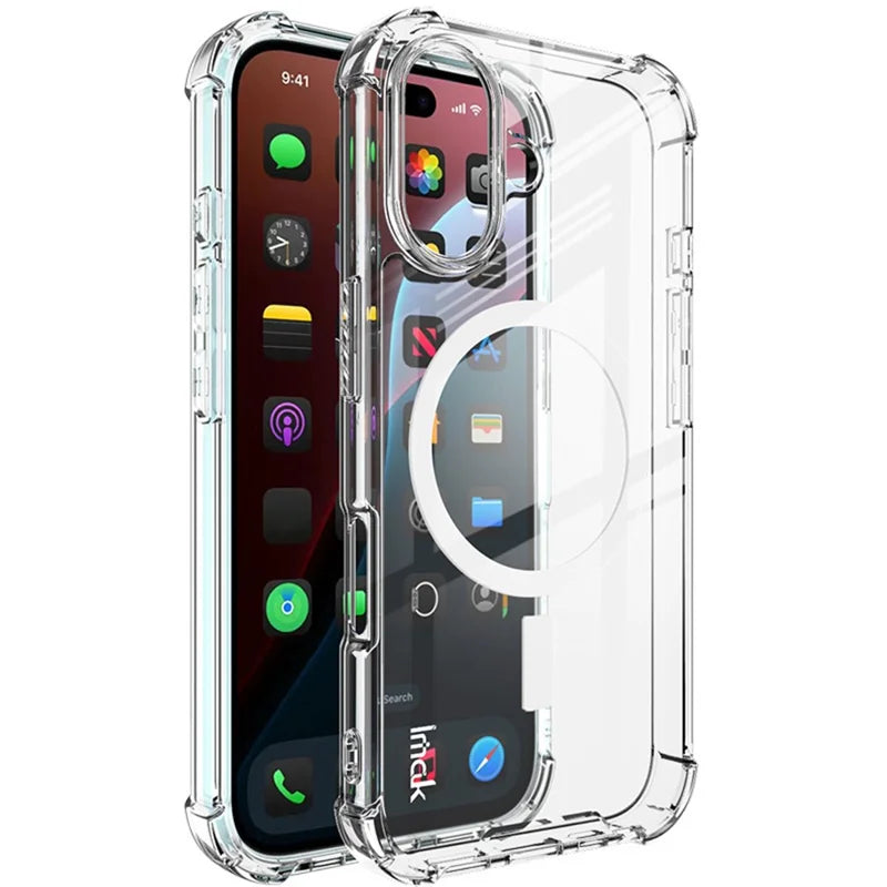 ShopCaseCart Magnetic Case iPhone 16 Clear Protective cover Compatible with MagSafe Impact-resistant PC+TPU Phone Guard
