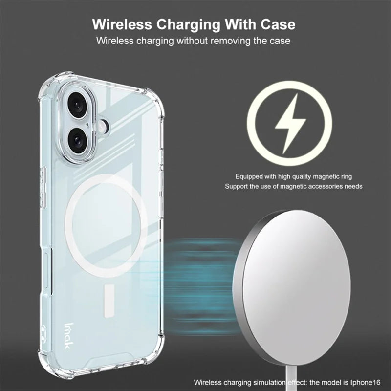 ShopCaseCart Magnetic Case iPhone 16 Clear Protective cover Compatible with MagSafe Impact-resistant PC+TPU Phone Guard