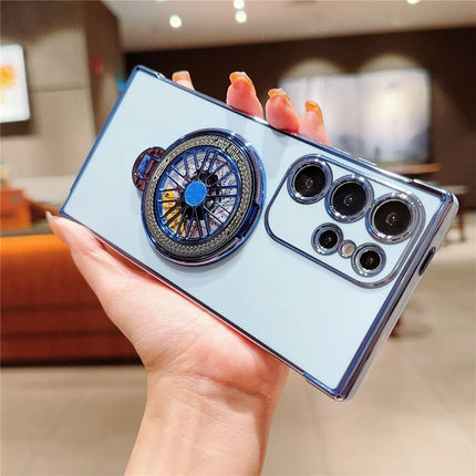 For Samsung Galaxy S23 Ultra Case Electroplating Gyro Design Kickstand Soft TPU Phone Cover