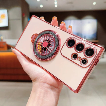 For Samsung Galaxy S23 Ultra Case Electroplating Gyro Design Kickstand Soft TPU Phone Cover