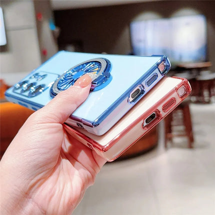 For Samsung Galaxy S23 Ultra Case Electroplating Gyro Design Kickstand Soft TPU Phone Cover
