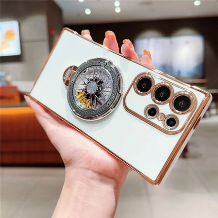 For Samsung Galaxy S23 Ultra Case Electroplating Gyro Design Kickstand Soft TPU Phone Cover