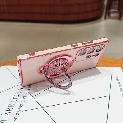 For Samsung Galaxy S23 Ultra Case Electroplating Gyro Design Kickstand Soft TPU Phone Cover