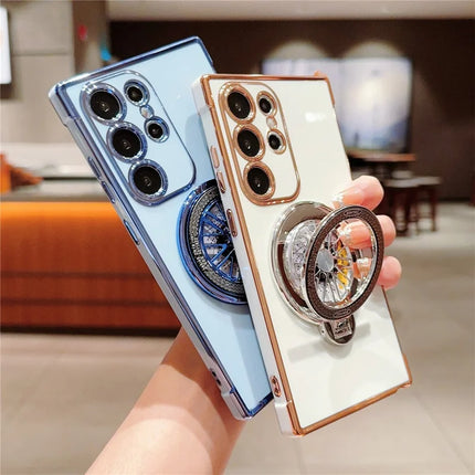 For Samsung Galaxy S23 Ultra Case Electroplating Gyro Design Kickstand Soft TPU Phone Cover
