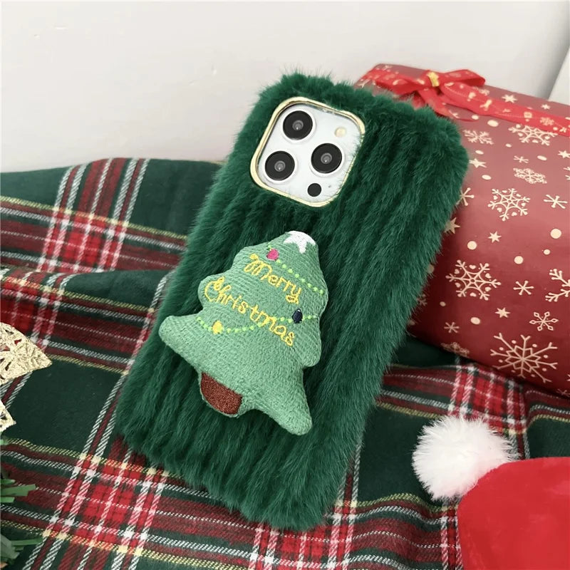 ShopCaseCart Durable Cover iPhone 15 Pro Max Protective cover Christmas Tree Design Plush + TPU Phone Guard
