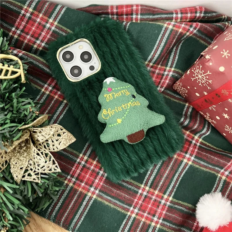 ShopCaseCart Durable Cover iPhone 15 Pro Max Protective cover Christmas Tree Design Plush + TPU Phone Guard