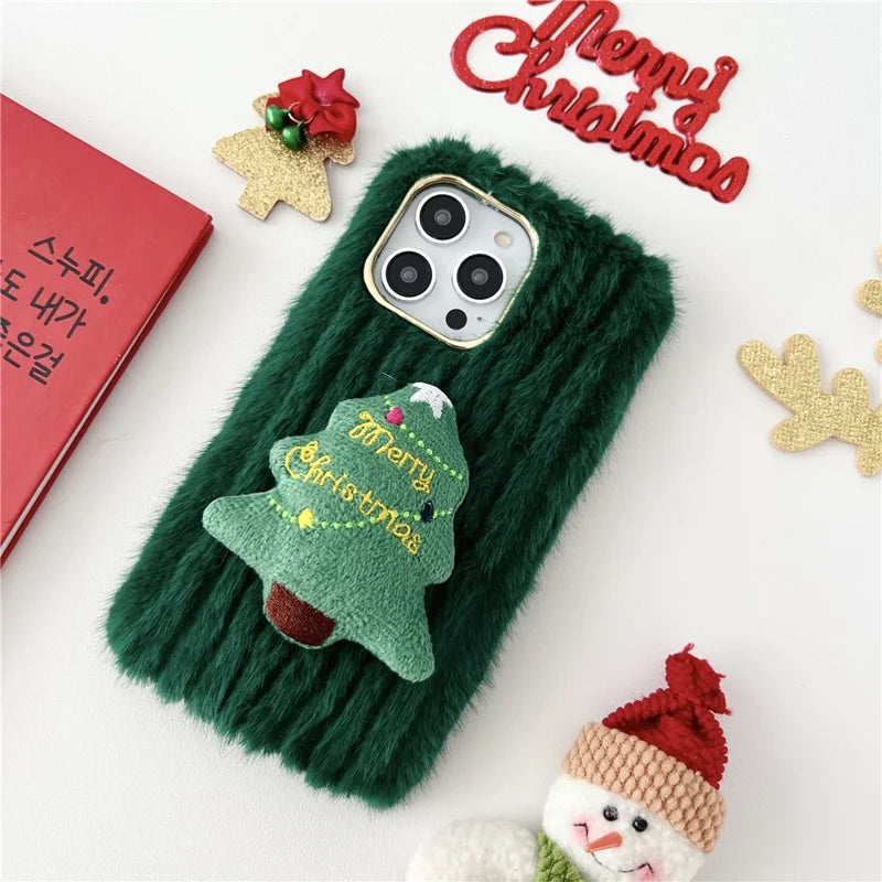 ShopCaseCart Durable Cover iPhone 15 Pro Max Protective cover Christmas Tree Design Plush + TPU Phone Guard