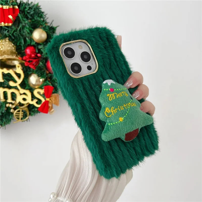 ShopCaseCart Durable Cover iPhone 15 Pro Max Protective cover Christmas Tree Design Plush + TPU Phone Guard
