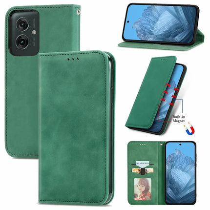 For Motorola Moto G55 5G Case Skin Touch Feeling Card Slot Leather Phone Cover Stand Magnetic Absorption