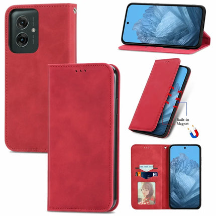 For Motorola Moto G55 5G Case Skin Touch Feeling Card Slot Leather Phone Cover Stand Magnetic Absorption