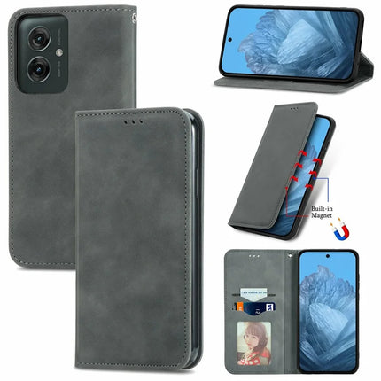 For Motorola Moto G55 5G Case Skin Touch Feeling Card Slot Leather Phone Cover Stand Magnetic Absorption