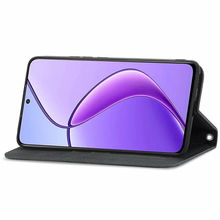 For Oppo F27 5G Case Skin Touch Feeling Card Slot Leather Phone Cover Stand Magnetic Absorption