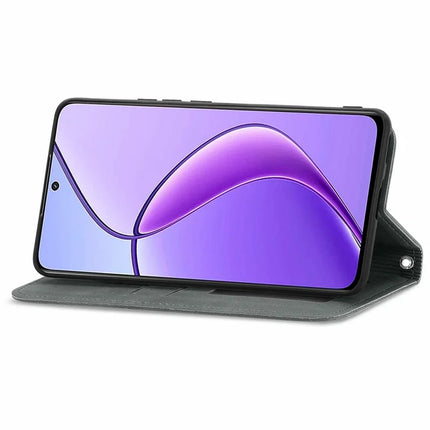 For Oppo F27 5G Case Skin Touch Feeling Card Slot Leather Phone Cover Stand Magnetic Absorption
