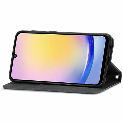 For Samsung Galaxy A25 5G (Global) (161.0 x 76.5 x 8.3mm) Case Skin Touch Feeling Card Slot Leather Phone Cover Stand Magnetic Absorption