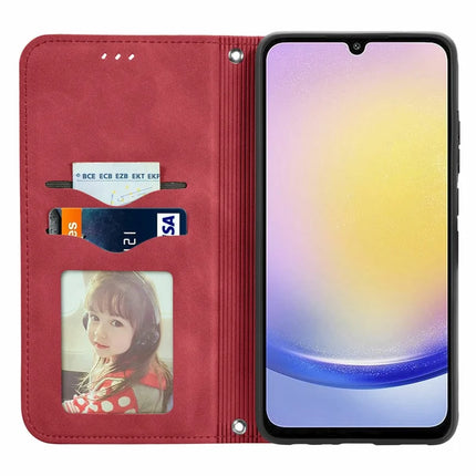 For Samsung Galaxy A25 5G (Global) (161.0 x 76.5 x 8.3mm) Case Skin Touch Feeling Card Slot Leather Phone Cover Stand Magnetic Absorption