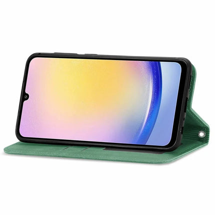 For Samsung Galaxy A25 5G (Global) (161.0 x 76.5 x 8.3mm) Case Skin Touch Feeling Card Slot Leather Phone Cover Stand Magnetic Absorption