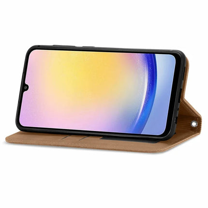 For Samsung Galaxy A25 5G (Global) (161.0 x 76.5 x 8.3mm) Case Skin Touch Feeling Card Slot Leather Phone Cover Stand Magnetic Absorption
