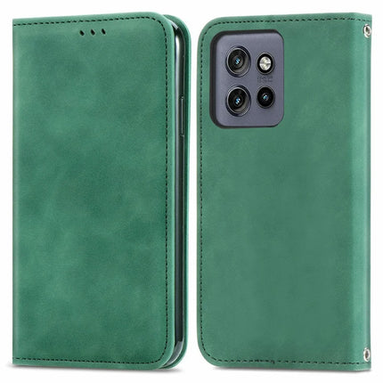 For Motorola Edge 50 Neo 5G / Moto S50 5G / Thinkphone 25 5G Case Skin Touch Feeling Card Slot Leather Phone Cover Stand Magnetic Absorption - Green