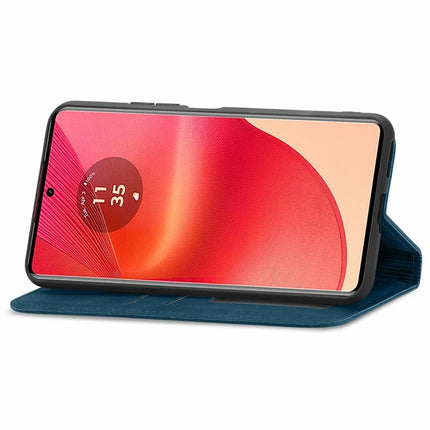 For Motorola Moto G35 5G Case Skin Touch Feeling Card Slot Leather Phone Cover Stand Magnetic Absorption
