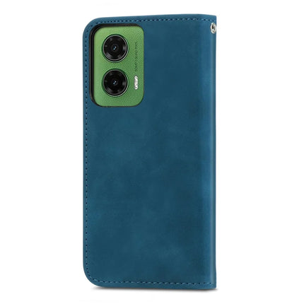 For Motorola Moto G35 5G Case Skin Touch Feeling Card Slot Leather Phone Cover Stand Magnetic Absorption
